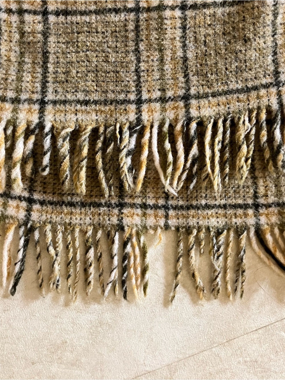 Pendleton Wool Plaid Scarf Vintage Green Cream Gold & Grey Cozy for Fall! - Picture 3 of 6